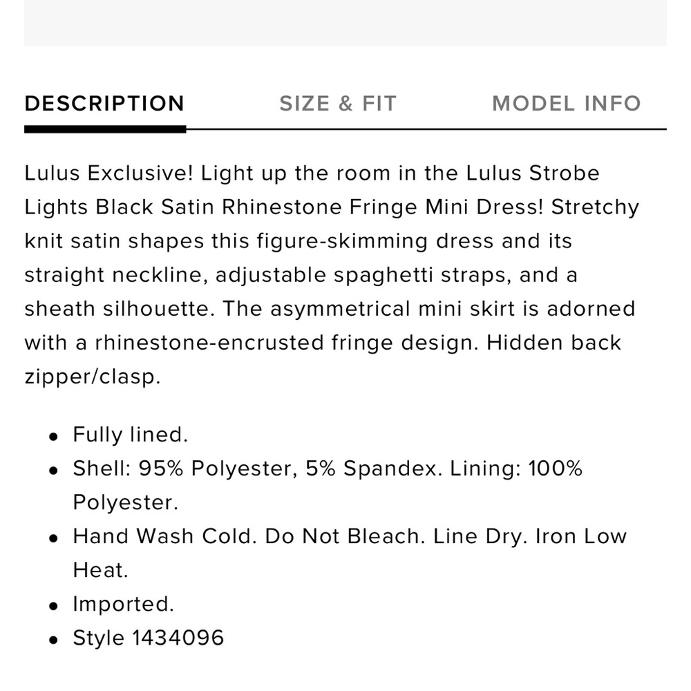 Lulus Strobe Lights Black Satin Rhinestone Fringe Mini Dress NWT - Picture 4 of 14
